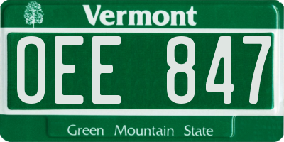 VT license plate OEE847