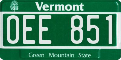 VT license plate OEE851