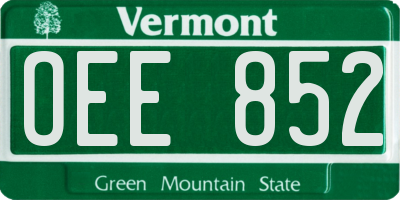 VT license plate OEE852