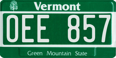VT license plate OEE857