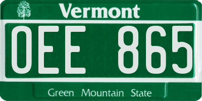 VT license plate OEE865