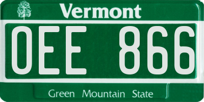 VT license plate OEE866