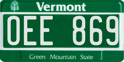 VT license plate OEE869