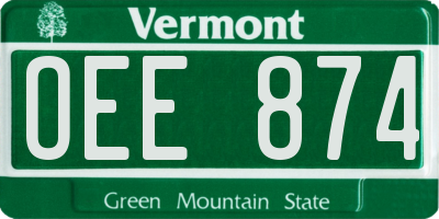 VT license plate OEE874