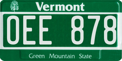 VT license plate OEE878