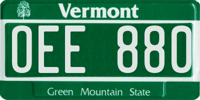 VT license plate OEE880