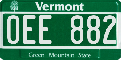 VT license plate OEE882
