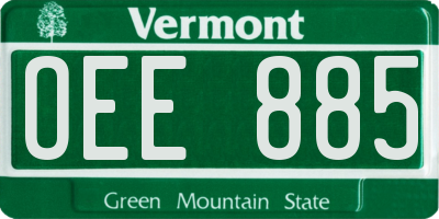 VT license plate OEE885