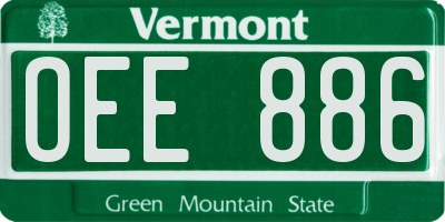 VT license plate OEE886