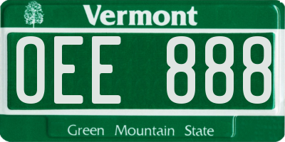 VT license plate OEE888