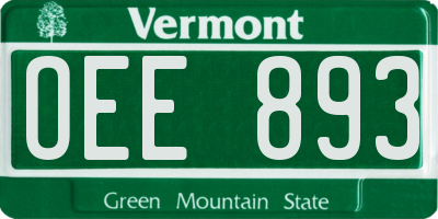 VT license plate OEE893