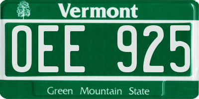 VT license plate OEE925