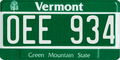 VT license plate OEE934