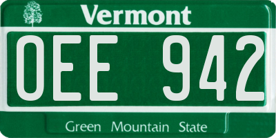 VT license plate OEE942