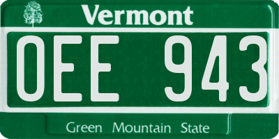 VT license plate OEE943