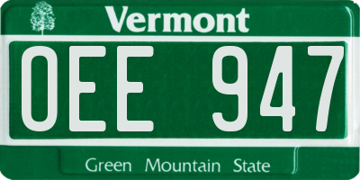 VT license plate OEE947