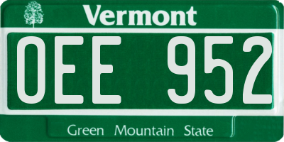 VT license plate OEE952