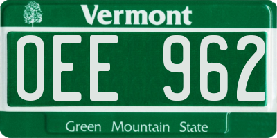VT license plate OEE962