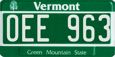 VT license plate OEE963