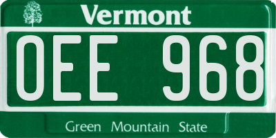 VT license plate OEE968