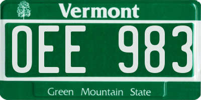 VT license plate OEE983