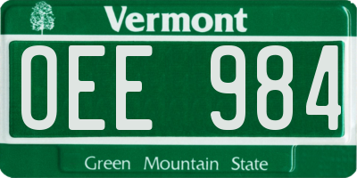 VT license plate OEE984