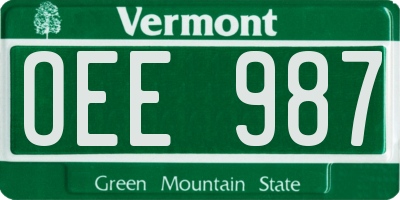 VT license plate OEE987