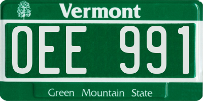 VT license plate OEE991