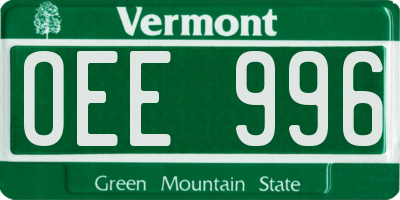 VT license plate OEE996