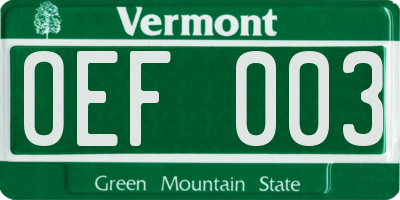 VT license plate OEF003