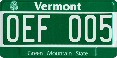VT license plate OEF005