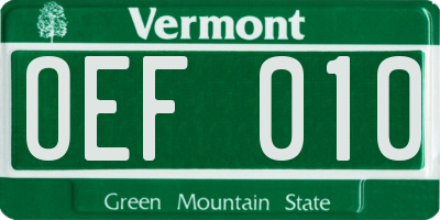 VT license plate OEF010