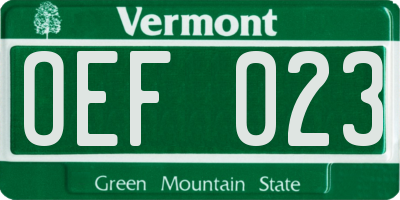 VT license plate OEF023