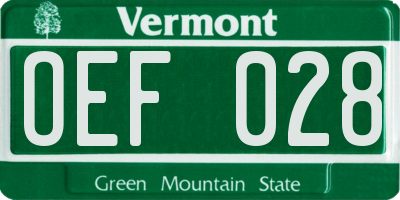 VT license plate OEF028