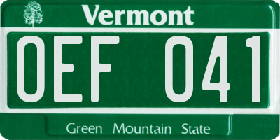 VT license plate OEF041