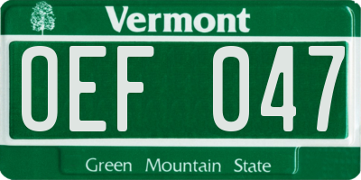 VT license plate OEF047