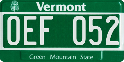 VT license plate OEF052
