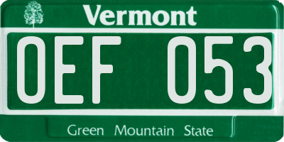 VT license plate OEF053