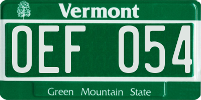VT license plate OEF054