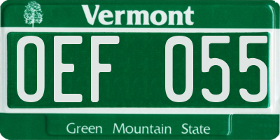 VT license plate OEF055