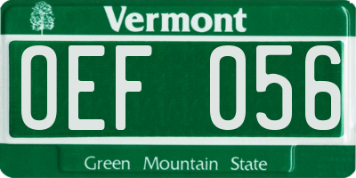 VT license plate OEF056