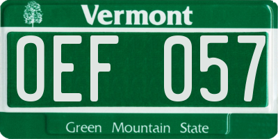 VT license plate OEF057