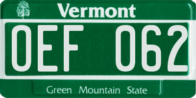 VT license plate OEF062
