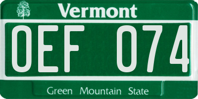 VT license plate OEF074