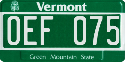VT license plate OEF075