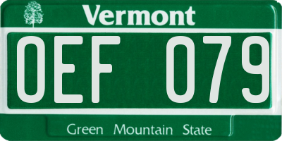 VT license plate OEF079