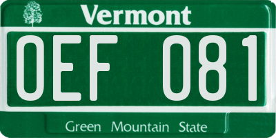 VT license plate OEF081
