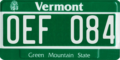 VT license plate OEF084