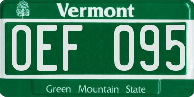 VT license plate OEF095