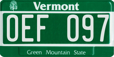VT license plate OEF097